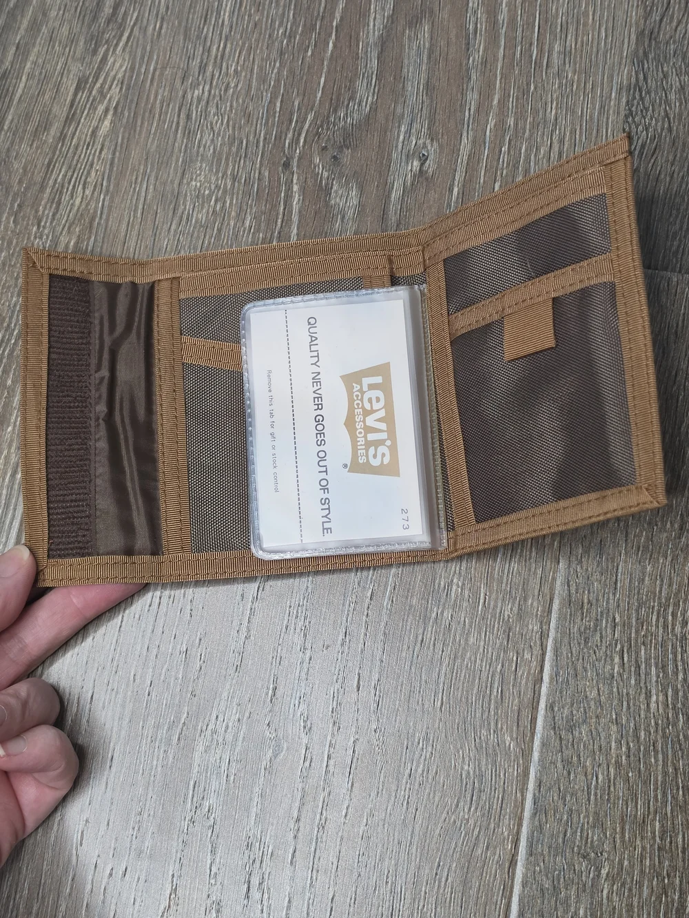 Vintage 70s 80s Levi's Nylon Trifold Wallet Brown Orange Accent
